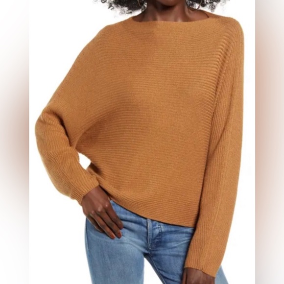 Leith Dolman Sleeve Ribbed Pullover Dolman Sleeve Sweater Bright‎ Yellow XS - Picture 9 of 9